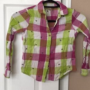 Girls long sleeve. Pink, green, white with hearts